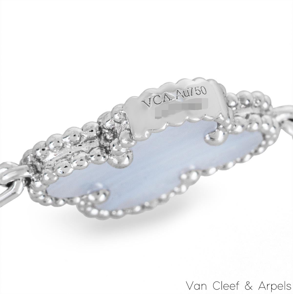 Van Cleef & Arpels White Gold Chalcedony Vintage Alhambra Necklace VCARD34800 1