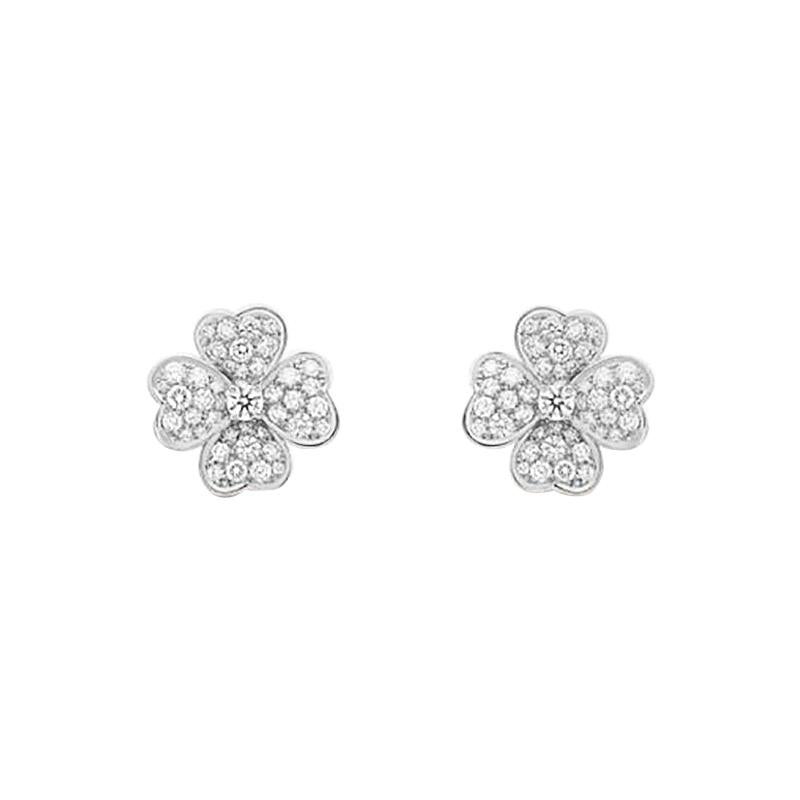 Van Cleef & Arpels White Gold Cosmos Small Model Earrings For Sale