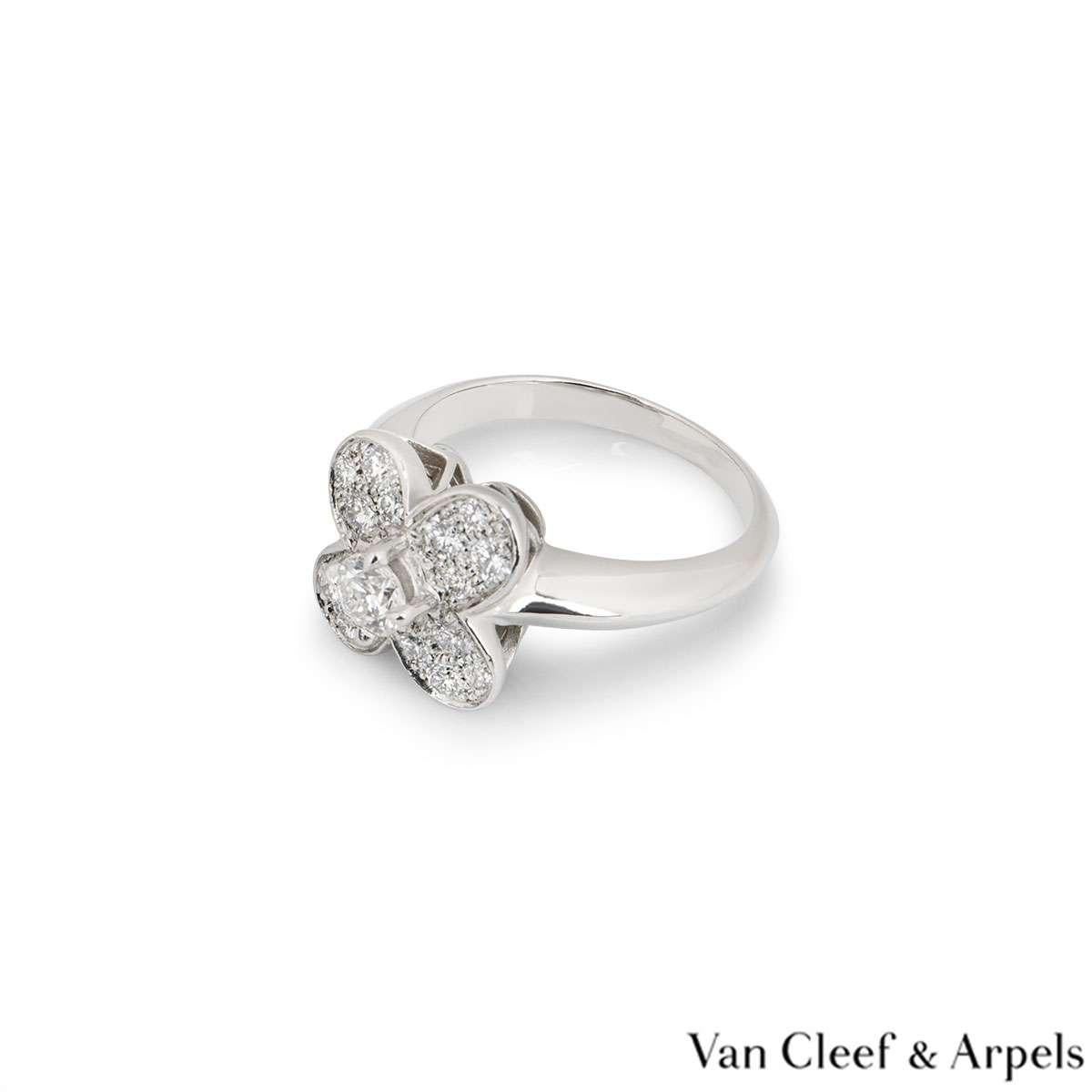 Van Cleef & Arpels White Gold Diamond Alhambra Ring In Excellent Condition In London, GB