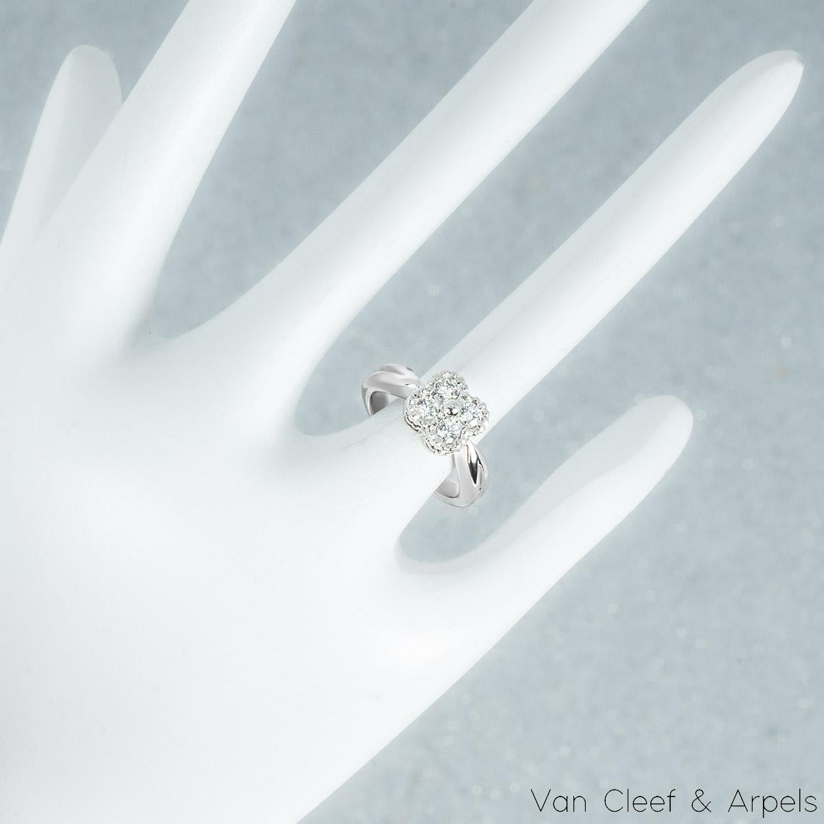 Women's Van Cleef & Arpels White Gold Diamond Alhambra Ring For Sale