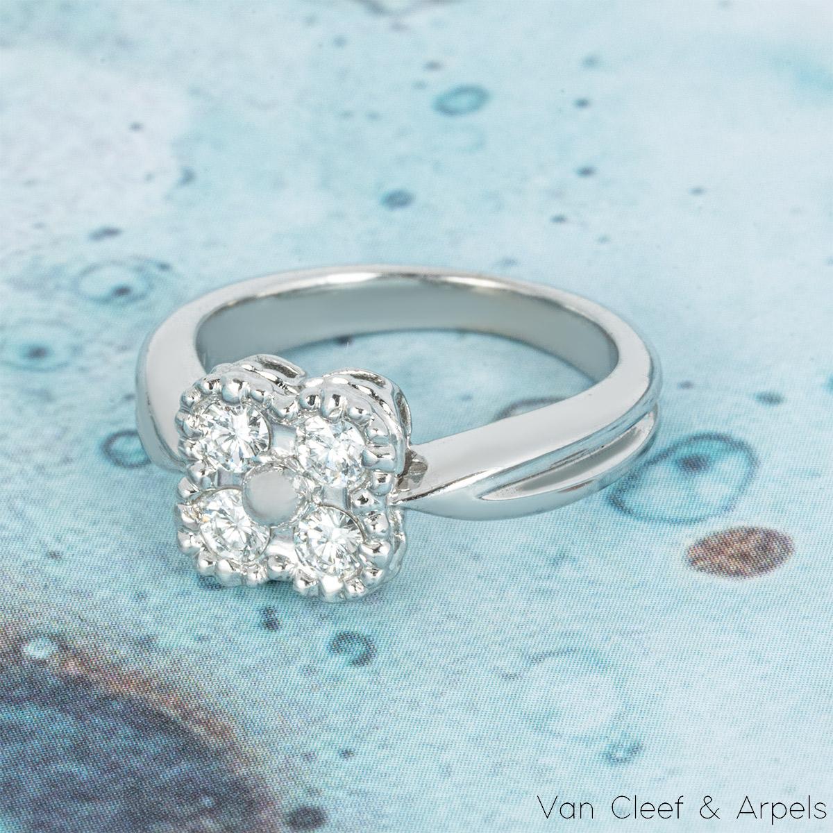 Van Cleef & Arpels White Gold Diamond Alhambra Ring For Sale 2
