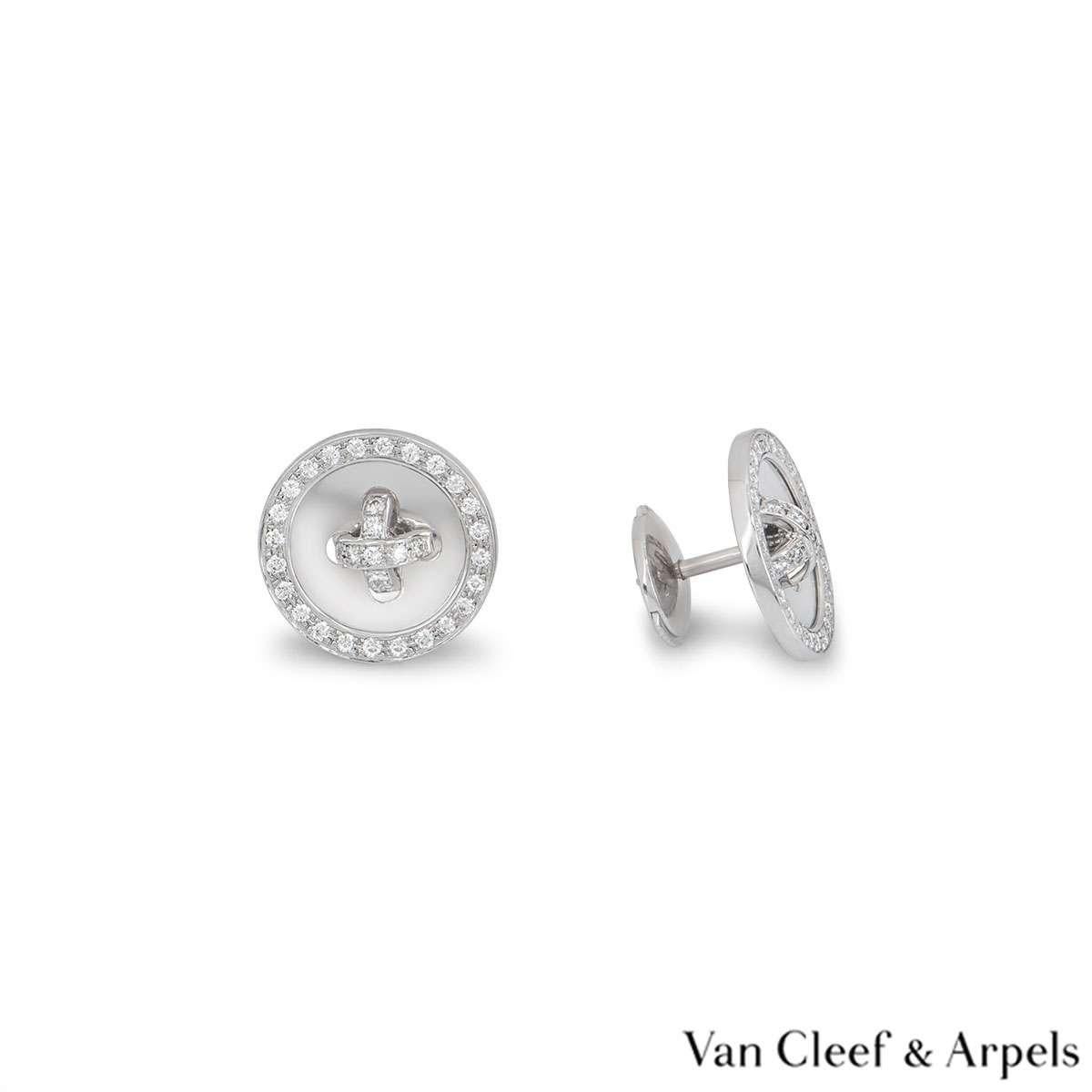 Van Cleef & Arpels White Gold Diamond Button Earrings In Excellent Condition In London, GB
