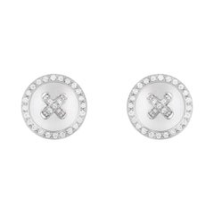 Van Cleef & Arpels White Gold Diamond Button Earrings