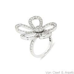 Van Cleef & Arpels White Gold Diamond Flowerlace Ring Size 52 2.81ct VCARP05300