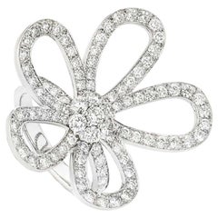 Van Cleef & Arpels White Gold Diamond Flowerlace Ring Size 52 2.81ct VCARP05300