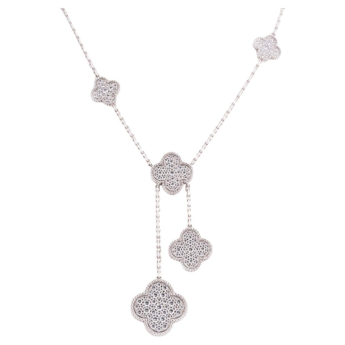 Van Cleef & Arpels White Gold Diamond Magic Alhambra Necklace VCARN9MP00