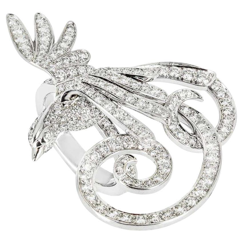 Van Cleef & Arpels White Gold Diamond Oiseaux de Paradis Between The Finger Ring