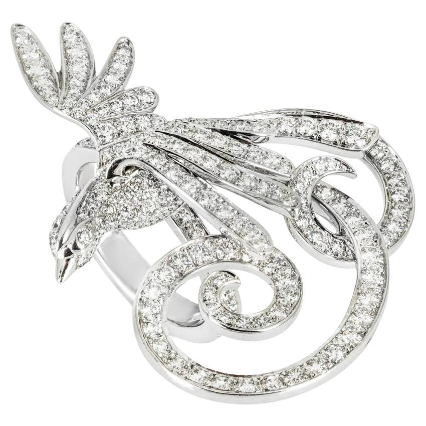 Van Cleef & Arpels White Gold Diamond Oiseaux de Paradis Ring VCARN5P400
