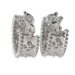 Van Cleef & Arpels White Gold Diamond Perlee Clovers Hoop Earrings