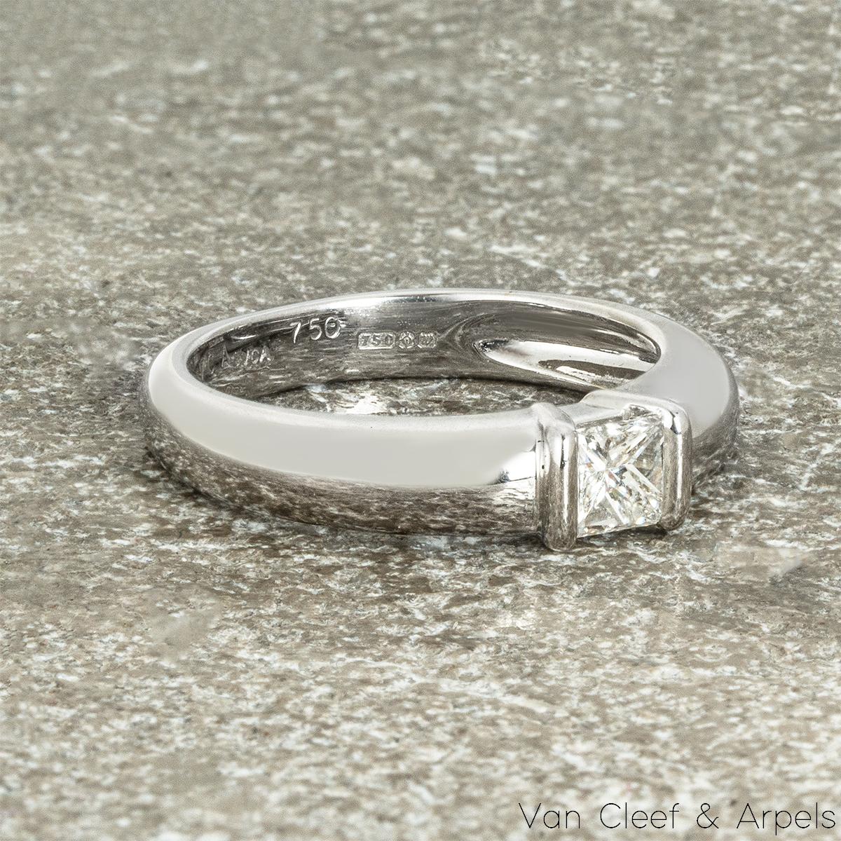 Princess Cut Van Cleef & Arpels White Gold Diamond Ring 0.24 Carat For Sale