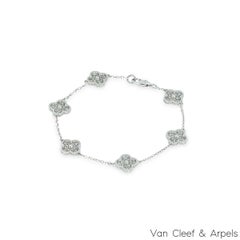 Van Cleef & Arpels Oro Blanco Diamante Dulce Alhambra 5 Motivo Pulsera VCARO85700