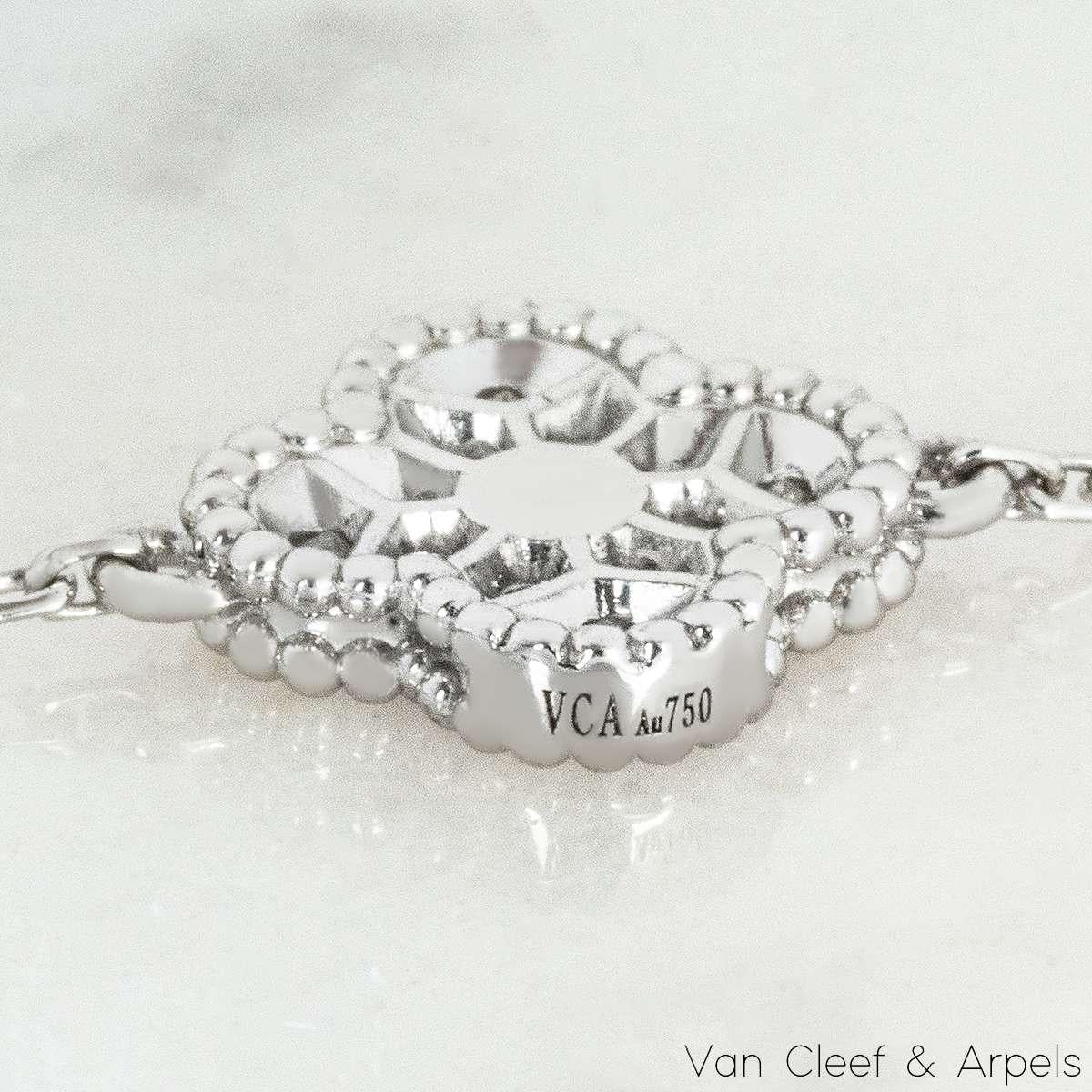 Van Cleef & Arpels White Gold Diamond Sweet Alhambra 5 Motif Bracelet VCARO85700 In Excellent Condition For Sale In London, GB