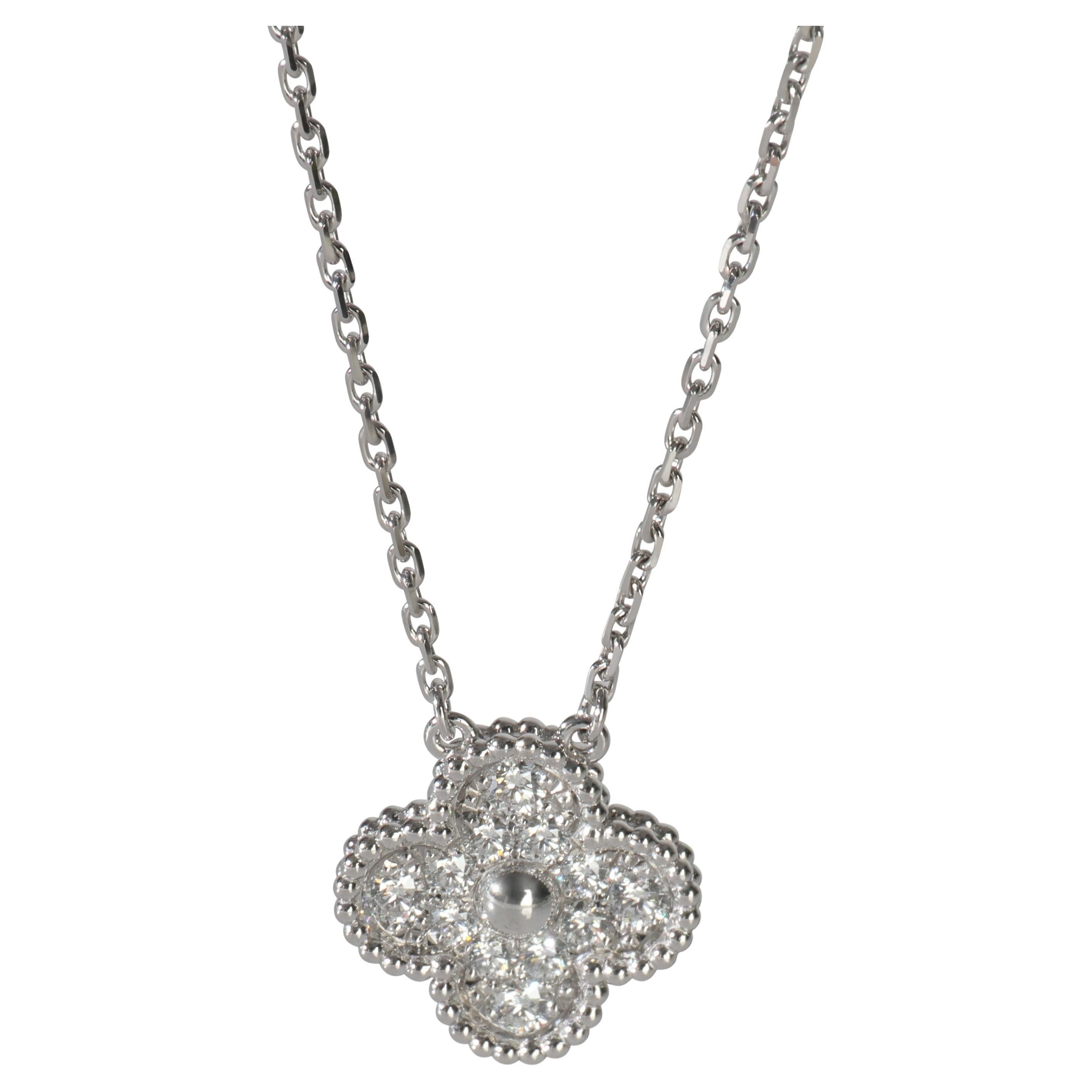 Van Cleef & Arpels Weißgold Diamant Vintage Alhambra-Anhänger