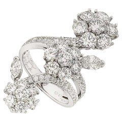Van Cleef & Arpels White Gold Folie Des Pres Diamond Ring Size 53 4.00ct TDW