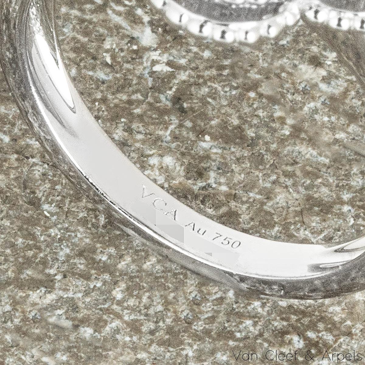 Van Cleef & Arpels White Gold Guilloche Alhambra Ring Size 56 VCARP9XI00 In Excellent Condition In Mayfair, London, London