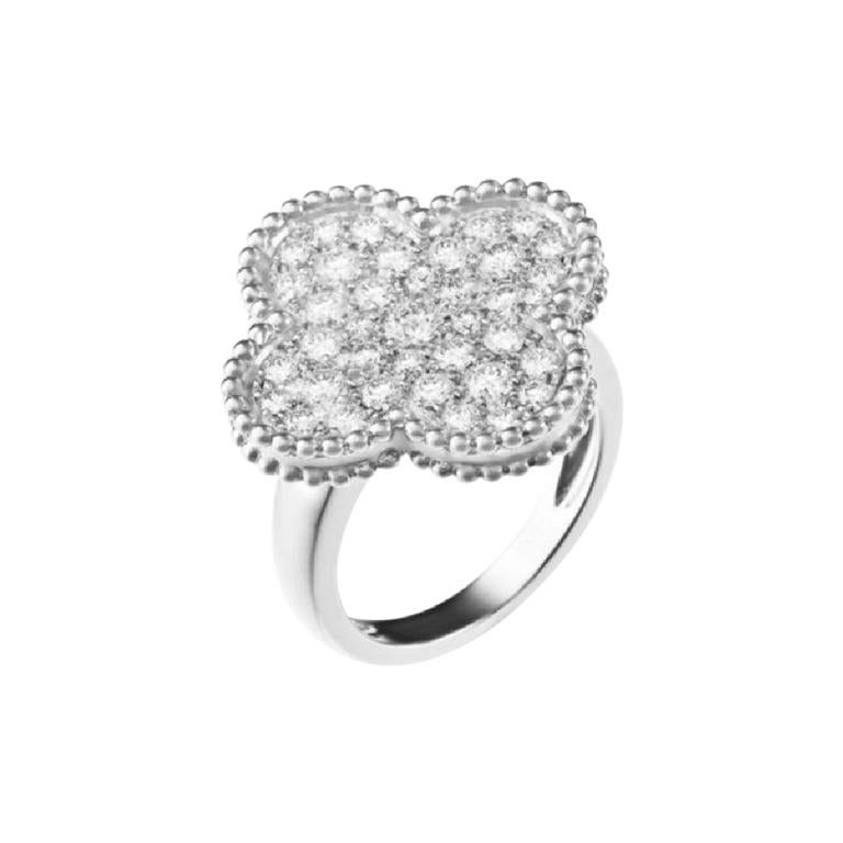 Van Cleef & Arpels White Gold Magic Alhambra Diamond Ring For Sale
