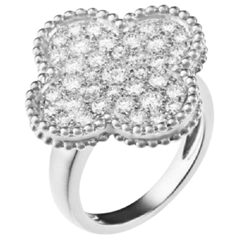 Van Cleef & Arpels White Gold Magic Alhambra Diamond Ring For Sale