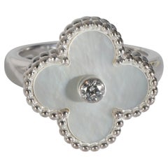 Van Cleef & Arpels White Gold Mother Of Pearl and Diamond Vintage Alhambra Ring