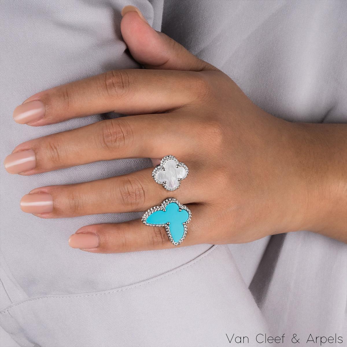 Van Cleef & Arpels White Gold & Mother of Pearl Lucky Alhambra Between Ring 1