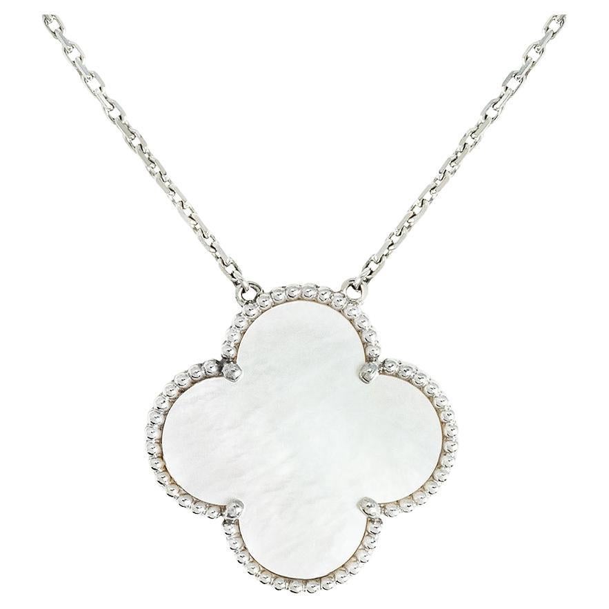 Van Cleef & Arpels White Gold Mother of Pearl Magic Alhambra Necklace VCARN32200