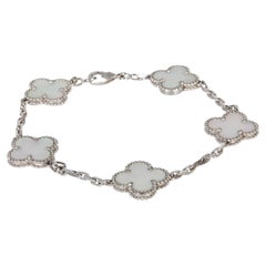 Van Cleef & Arpels White Gold Mother Of Pearl Vintage Alhambra Bracelet