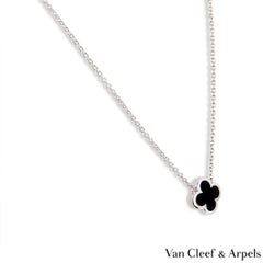 Van Cleef & Arpels White Gold Onyx Pure Alhambra Pendant