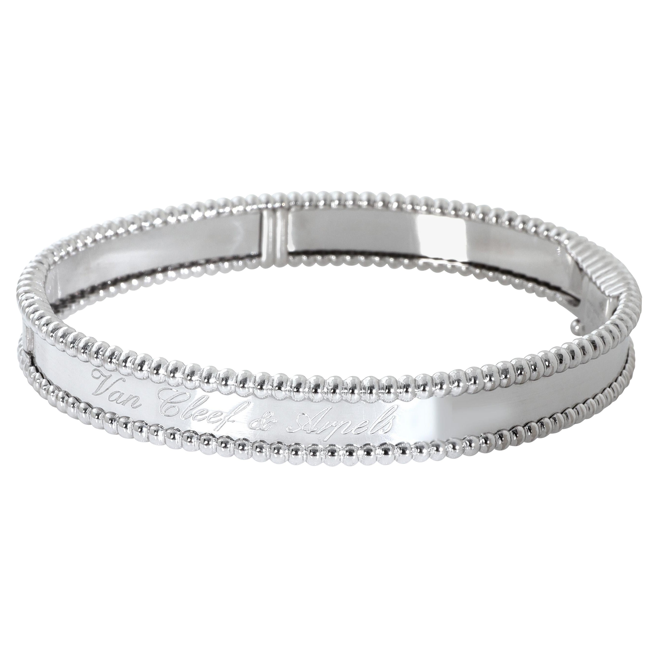 Van Cleef & Arpels White Gold Perlee Signature Bracelet For Sale