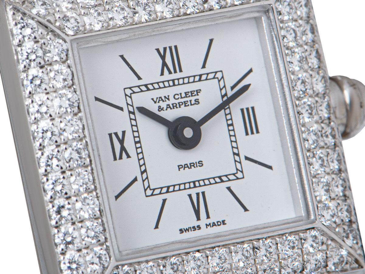 Round Cut Van Cleef & Arpels White Gold Silver Dial Diamond Set Dress Watch