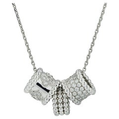Van Cleef & Arpels White Gold Trace Chain Necklace and Perlée Pendants