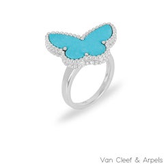 Van Cleef & Arpels White Gold Turquoise Lucky Alhambra Butterfly Ring