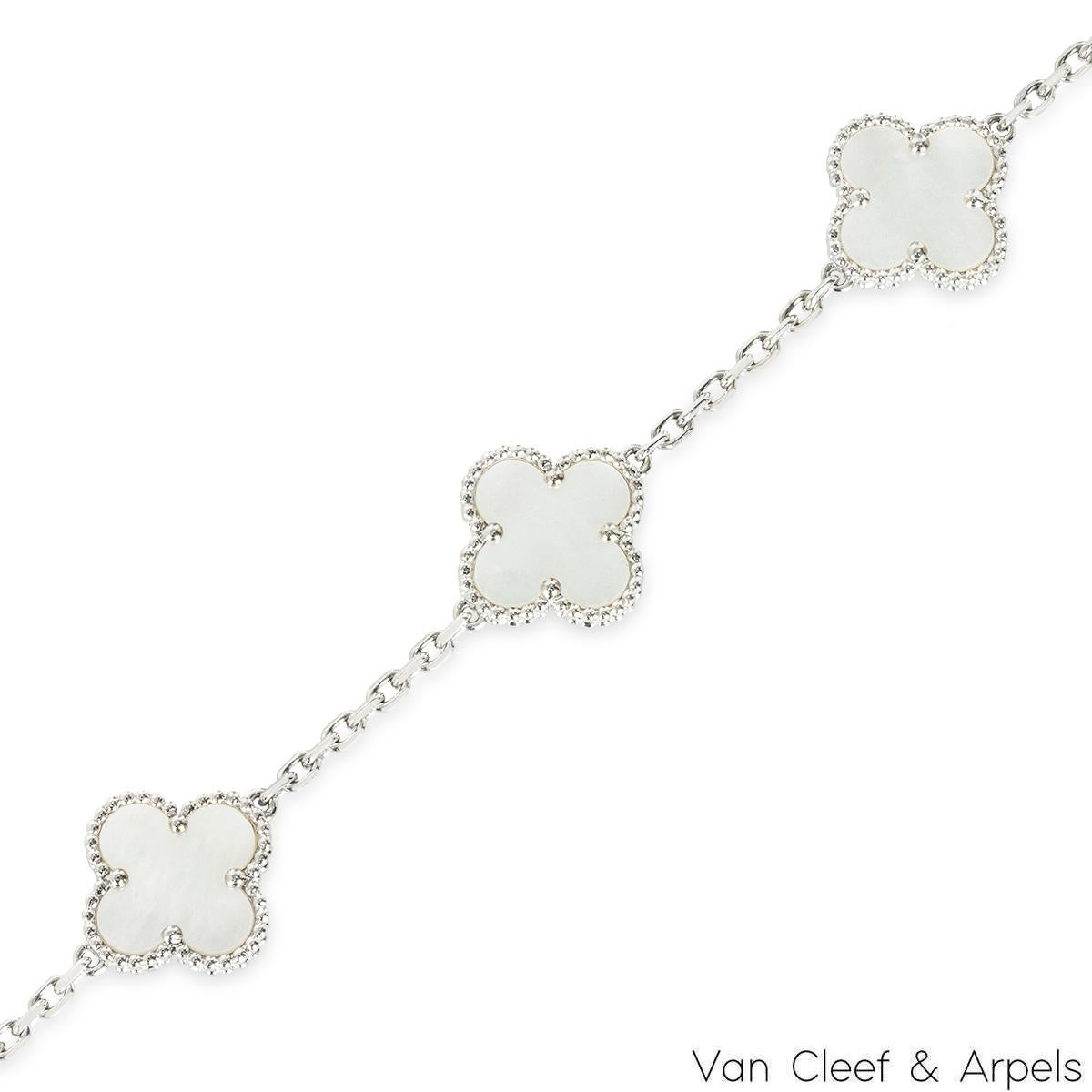 Van Cleef & Arpels White Gold Vintage Alhambra Bracelet VCARF48400 In Excellent Condition In London, GB