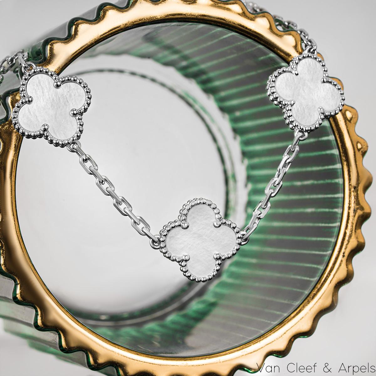 Van Cleef & Arpels White Gold Vintage Alhambra Bracelet VCARF48400 2