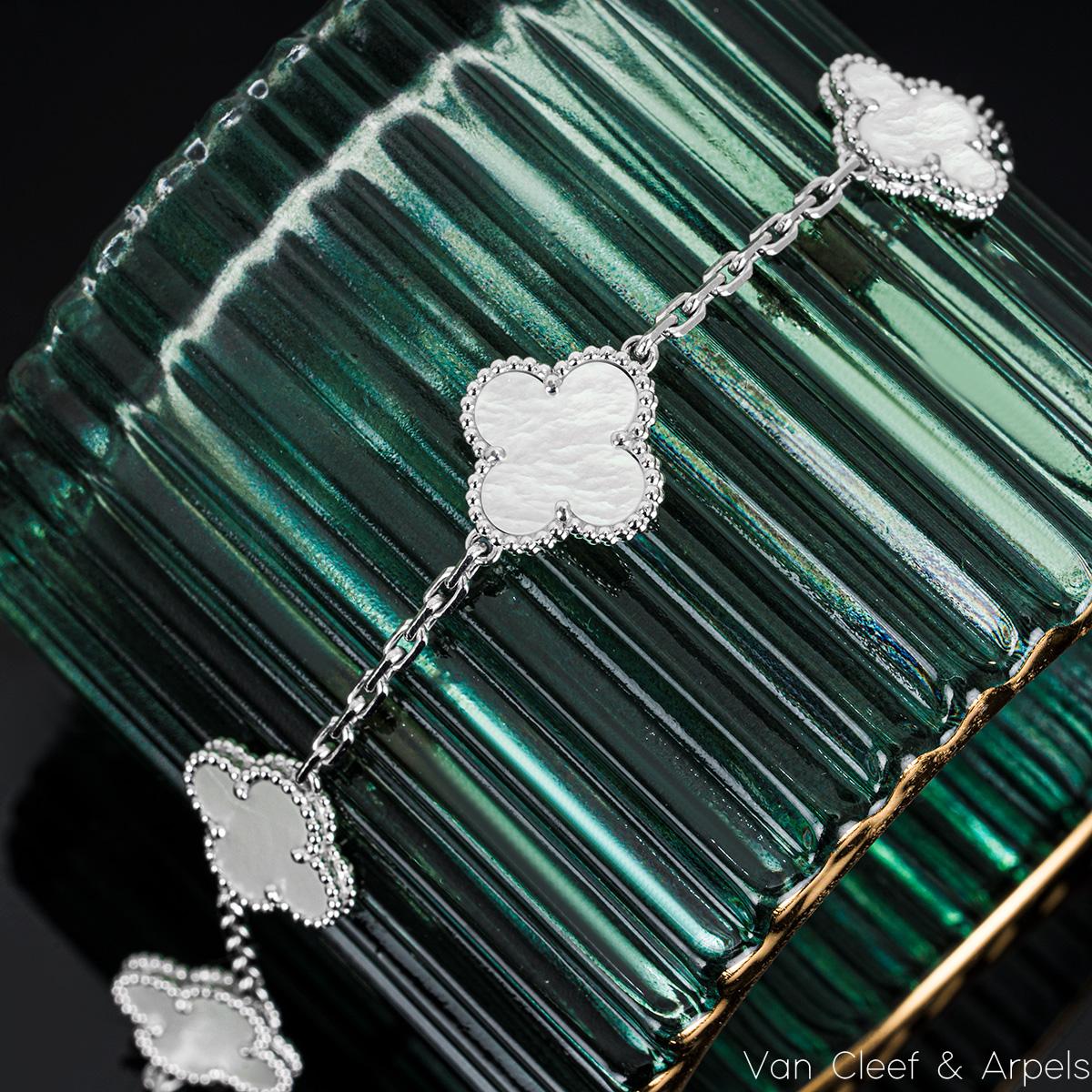 Women's Van Cleef & Arpels White Gold Vintage Alhambra Bracelet VCARF48400