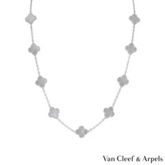 Van Cleef & Arpels Weißgold Vintage Alhambra Halskette VCARF48800