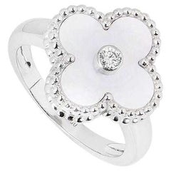 Van Cleef 
Arpels White Gold Used Alhambra Ring Size 48 VCARF48900