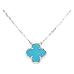 Van Cleef & Arpels White Gold Vintage Alhambra Turquoise Necklace VCARB87000