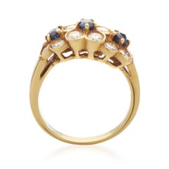 Van Cleef & Arpels Women’s 18 Karat Yellow Gold Diamond Sapphire Flowers Ring