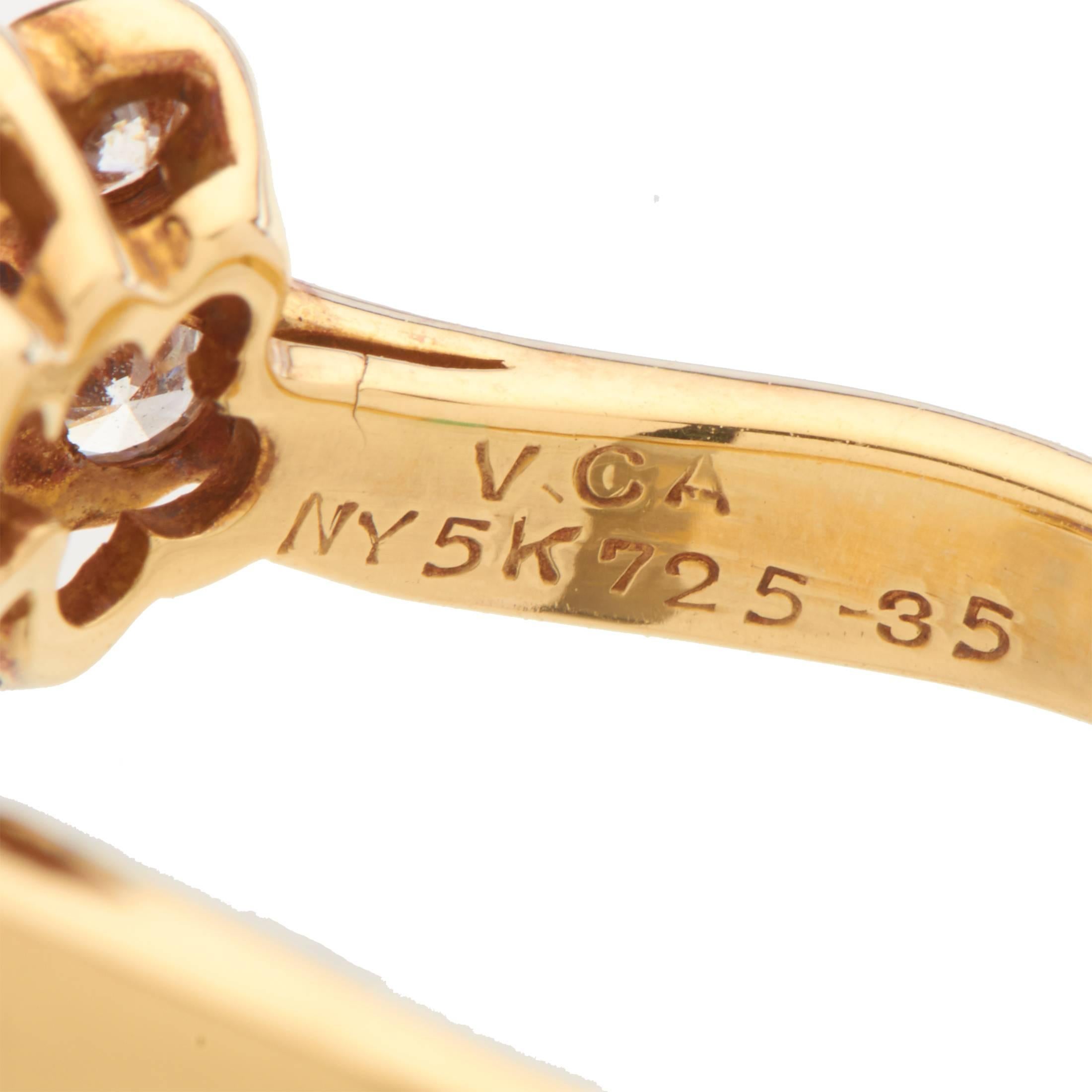 Women's Van Cleef & Arpels Women’s 18 Karat Yellow Gold Diamond Sapphire Flowers Ring