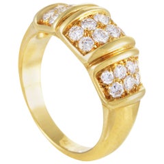 Van Cleef & Arpels Women's 18 Karat Yellow Gold Partial Diamond Pave Band Ring