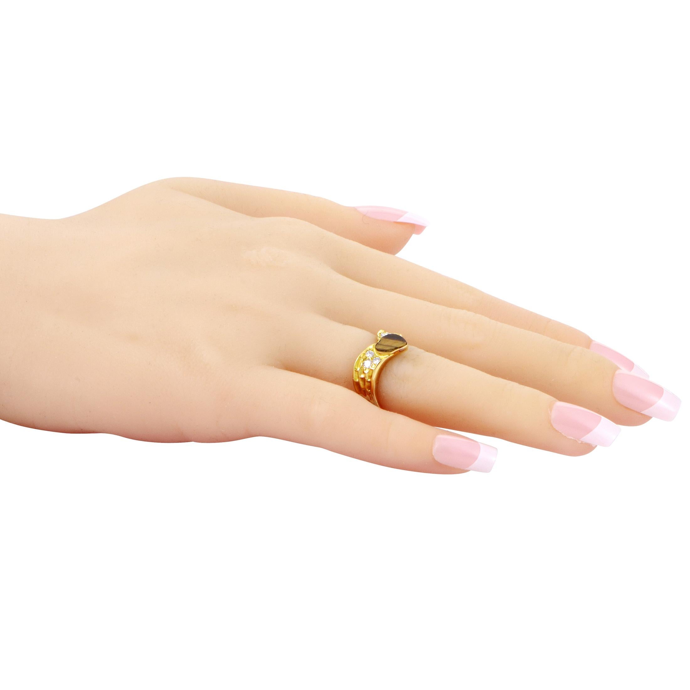 Van Cleef & Arpels Women's 18 Karat Gold Diamond and Tiger's Eye Heart Ring 1