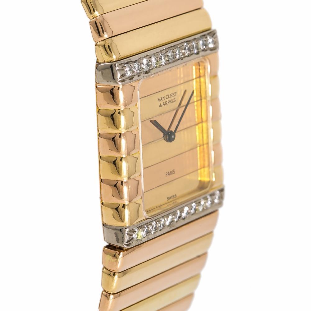 Van Cleef & Arpels Womens Quartz Tricolor 18K 101.7 Gram Gold Watch 2.28CT