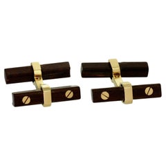 VAN CLEEF & ARPELS Wood Baton 18k Yellow Gold 1960s Cufflinks