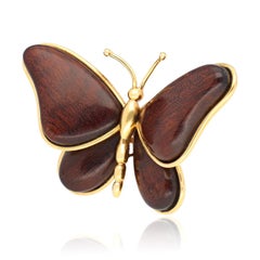 VAN CLEEF & ARPELS Wood Butterfly Brooch