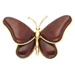 VAN CLEEF & ARPELS Wood Butterfly Brooch