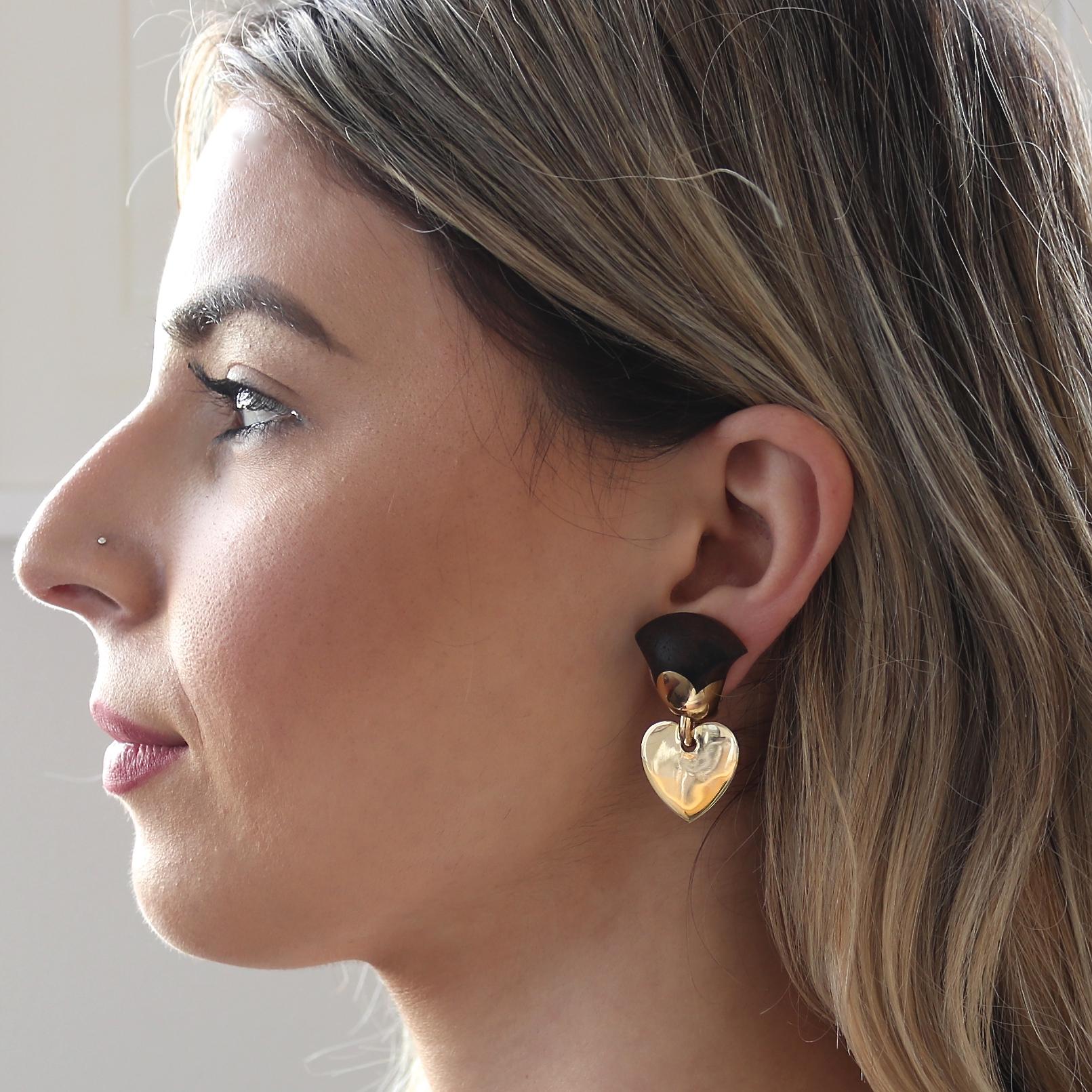 Women's Van Cleef & Arpels Wood Gold Heart Earrings