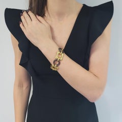 Van Cleef & Arpels Wood & Textured 18k Yellow Gold Bracelet.