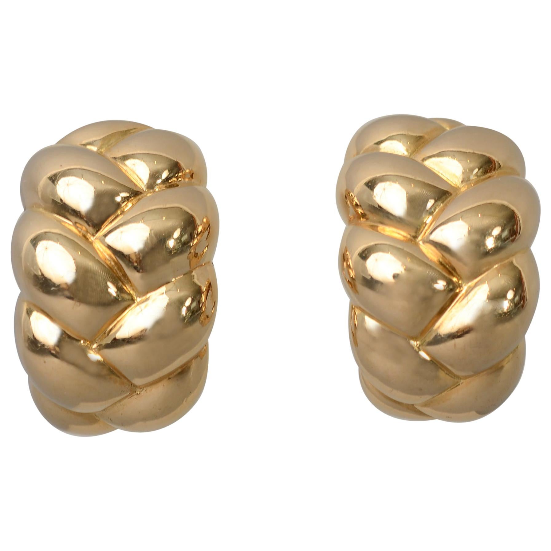 Van Cleef & Arpels Woven Gold Earrings For Sale
