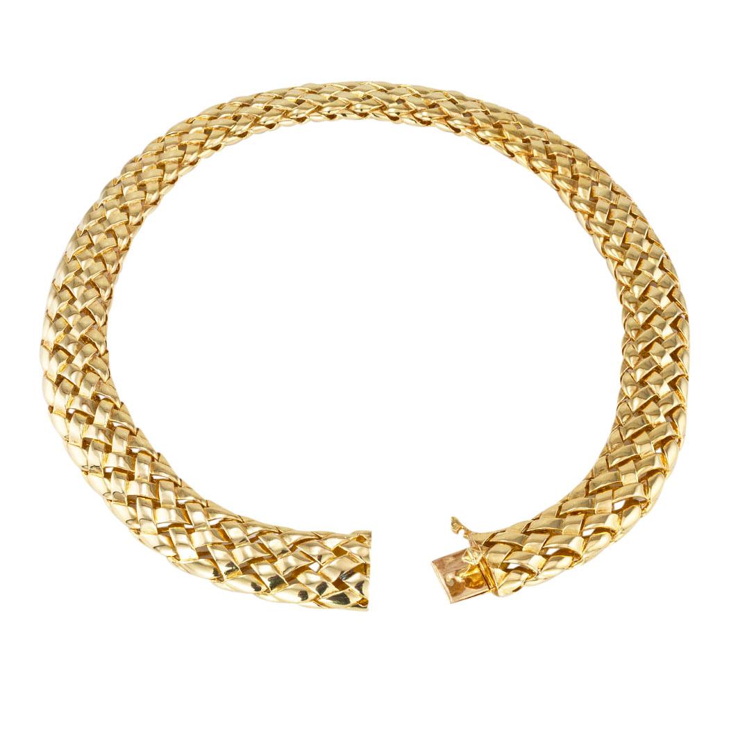 Van Cleef & Arpels Woven Yellow Gold Collar Necklace In Good Condition In Los Angeles, CA