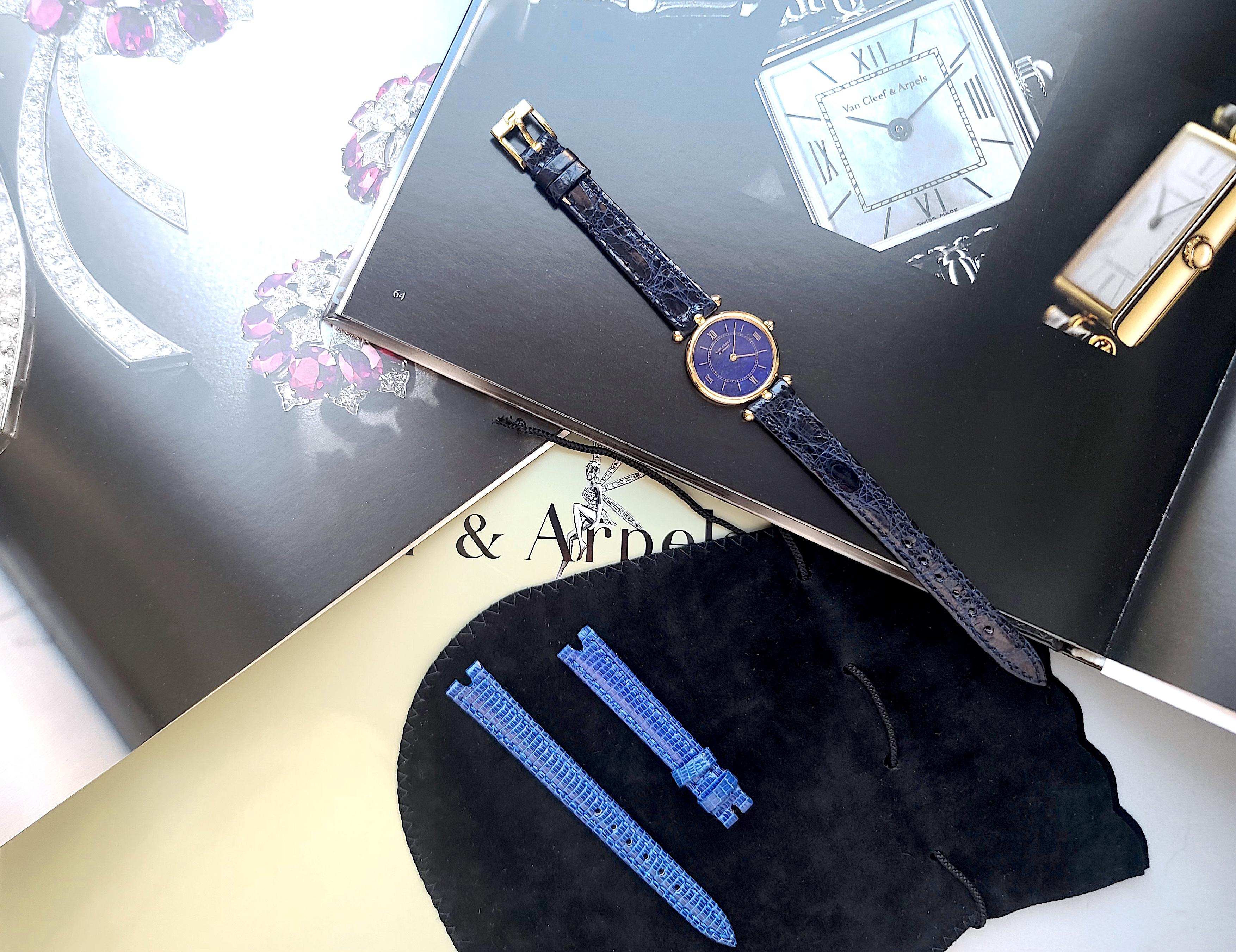 Taille ronde Van Cleef & Arpels x Piaget Lapis Lazuli La Collection 9064 Ultra Thin P9 Or en vente