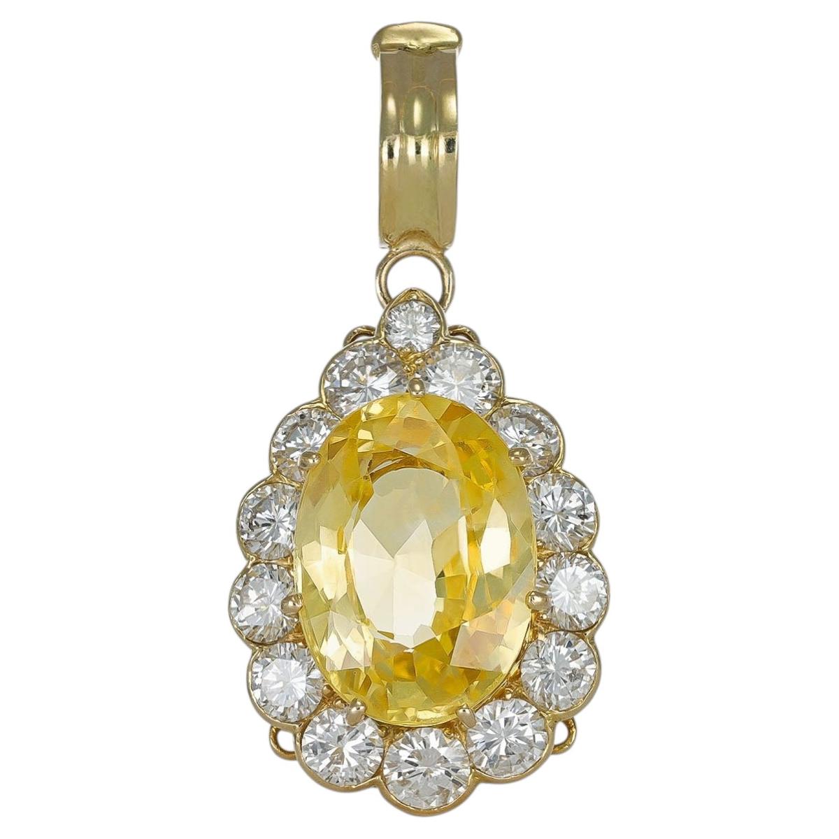 Van Cleef & Arpels yellow Ceylon sapphire and diamond pendant, circa 1980.